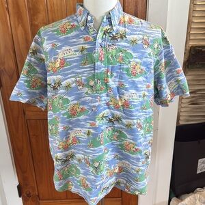 Ralph Lauren Blue Tropical Hawaiian 1/4 Button-Down Shirt